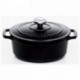 Mini oval casserole dish with lid cast iron black Le Chasseur L 217 mm