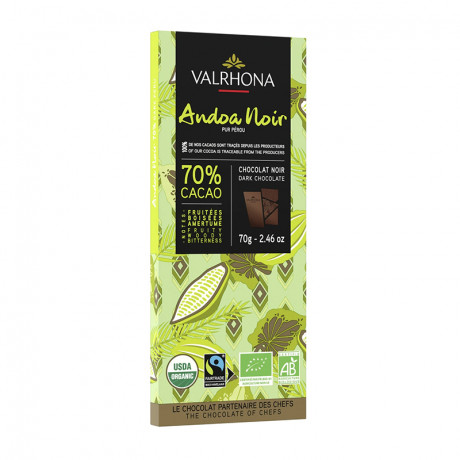 Andoa Noire 70% organic and fair trade dark chocolate Blended Origins Grand Cru bar 70 g