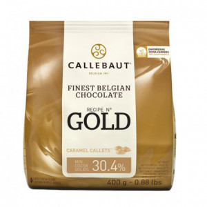 Gold 30,4 % chocolat blanc de couverture au caramel 400 g