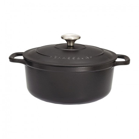 Round casserole dish with lid cast iron black Le Chasseur Ø 160 mm