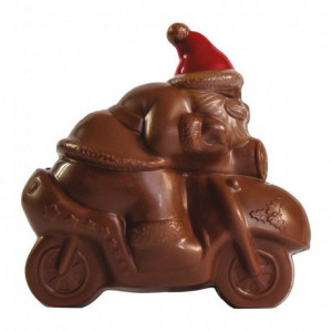 Moule père Noël sur moto 120 mm en polycarbonate pour chocolat