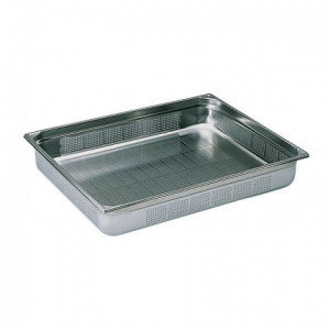 Perforated stainless steel gastronorm container without handle GN 2/1 H 150 mm
