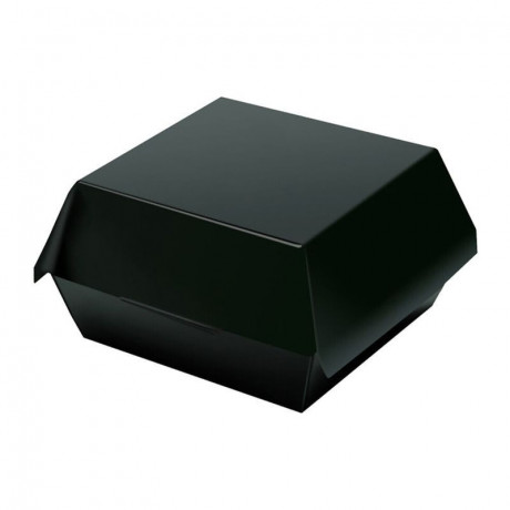 Black burger box with hinged lid 150 x 150 mm H 75 mm (50 pcs)