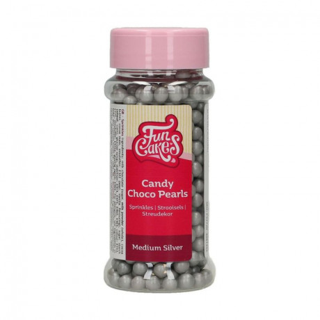 FunCakes Candy Choco Pearls Medium Silver 80 g