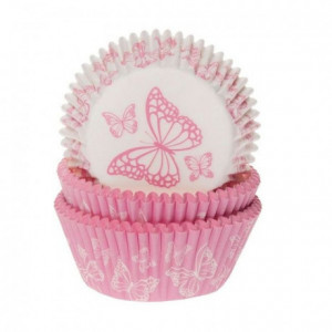 House of Marie Baking Cups Butterfly Pink assorti pk/50