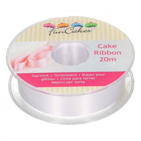 FunCakes Cake Ribbon -White- 25mmx20m