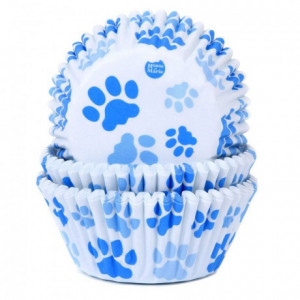 House of Marie Baking Cups Paw Blue pk/50