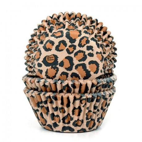House of Marie Baking Cups Leopard Brown pk/50