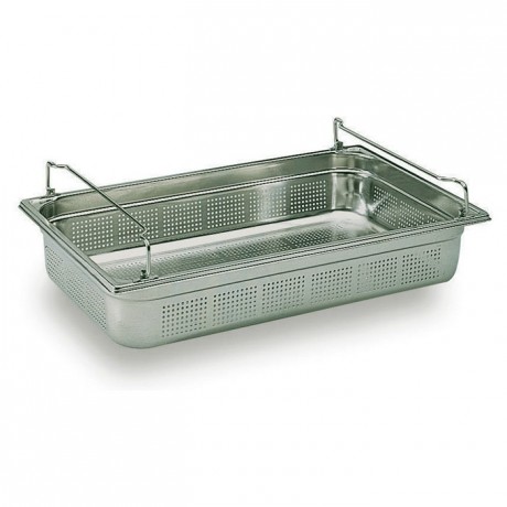 Perforated container with side handles stainless steel GN 1/1 H 200 mm