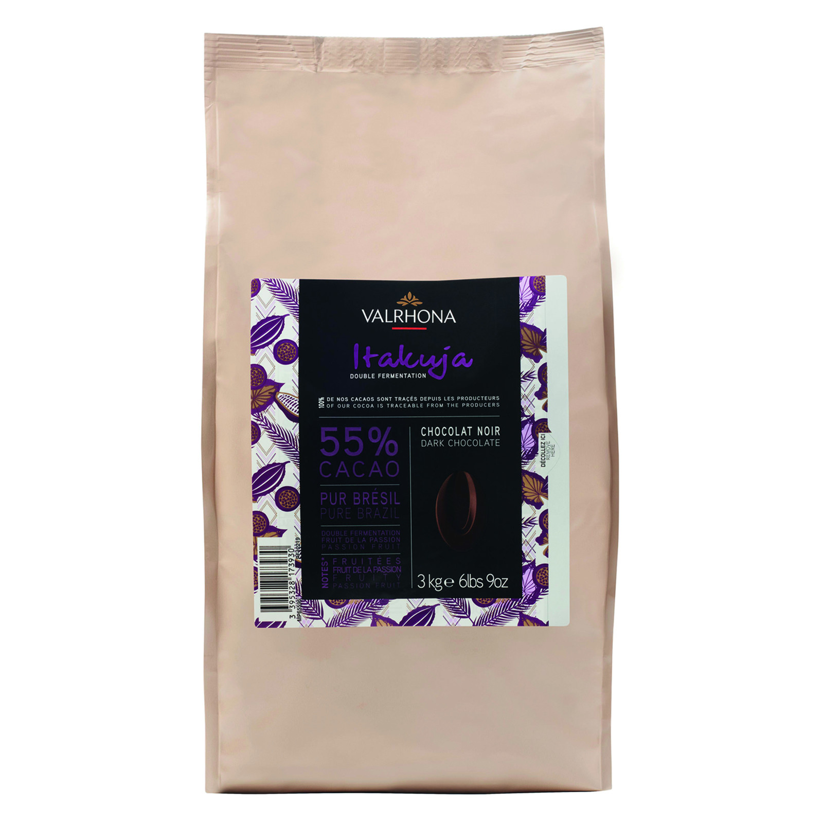 Valrhona - Itakuja 55% chocolat noir de couverture Double Fermentation pur  Brésil fèves 500 g