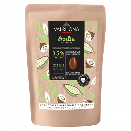 Azélia 35% chocolat lait noisette de couverture Création Gourmande fèves 250 g