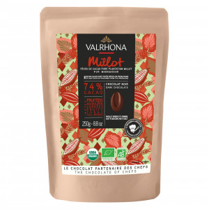Millot 74% chocolat noir de couverture BIO pur Madagascar fèves 250 g