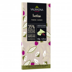 Ivoire 35% white chocolate with crunchy raspberries bar 120 g