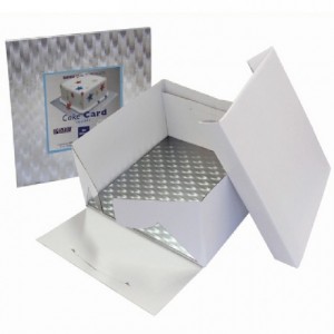 Boîte à gâteau PME carrée 32,5 cm + support épais carré