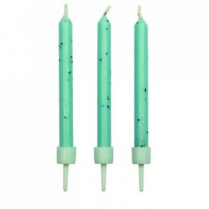 PME Candles Blue Glitter with Holders Pk/10