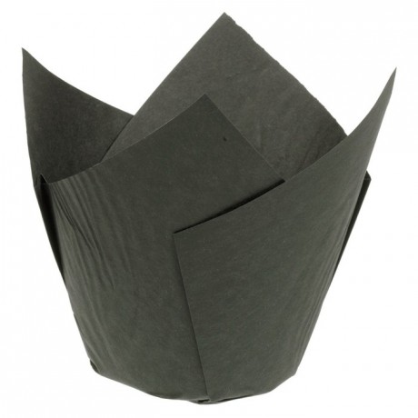 Caissette Tulipcup papier noir Ø 50 x 80 mm (lot de 200)