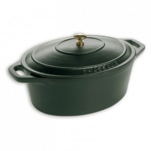 Oval casserole dish with lid cast iron black Le Chasseur L 250 mm