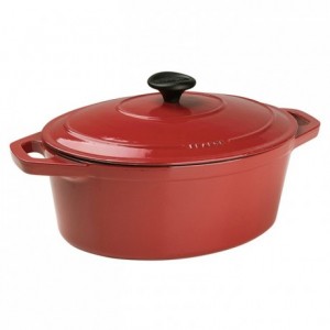 Oval casserole dish with lid cast iron red Le Chasseur L 310 mm