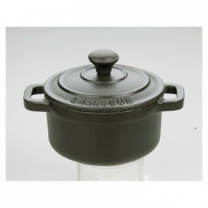 Round casserole dish with lid cast iron black Le Chasseur Ø 140 mm