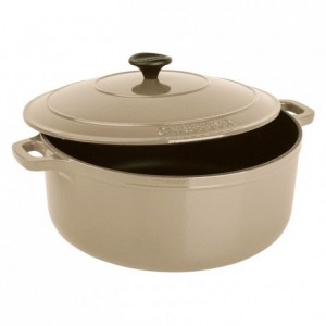 Cocotte ronde fonte marron glacé Le Chasseur avec couvercle Ø 280 mm