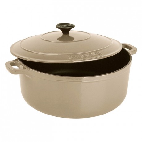 Cocotte ronde fonte marron glacé Le Chasseur avec couvercle Ø 280 mm