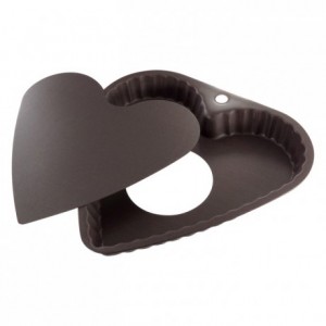 Heart-shaped fluted mould loose bottom non-stick 230x200 mm (pack of 3)