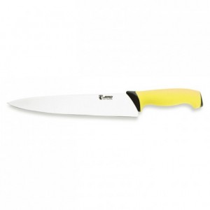 Couteau de cuisine manche jaune L 250 mm