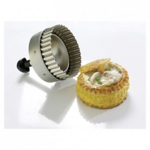 Parisian meat patty round fluted cutter stainless steel Ø 90 mm