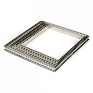 Square tart ring stainless steel H27 220x220 mm