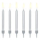 Bougies PartyDeco argent 6 cm (lot de 6)