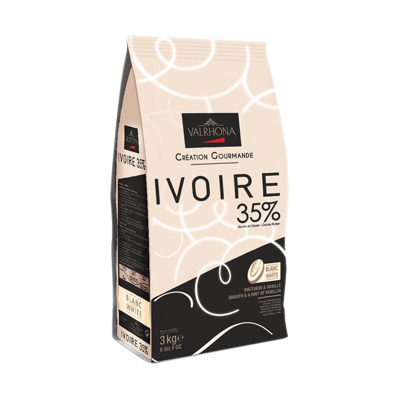 Valrhona - Ivoire 35% chocolat blanc de couverture Création Gourmande fèves  3 kg