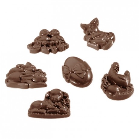 Moule 18 sujets de Pâques en polycarbonate pour chocolat