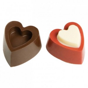 Chocolate mould polycarbonate 24 hearts in relief