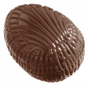 Moule 40 demi-oeufs striés en polycarbonate pour chocolat 275 x 175 mm