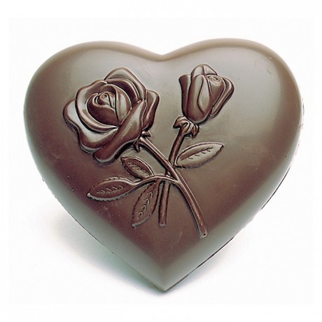 Moule 4 coeurs décorés fleurs en polycarbonate pour chocolat