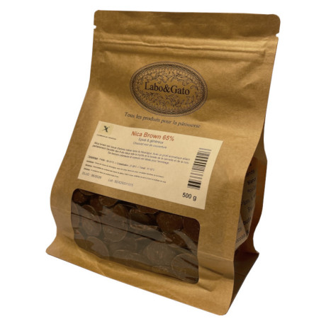 Nica Brown 65 % chocolat noir de couverture pistoles 500 g