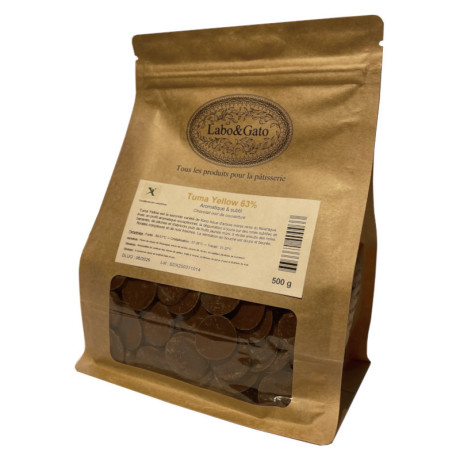 Tuma Yellow 63 % chocolat noir de couverture pistoles 500 g