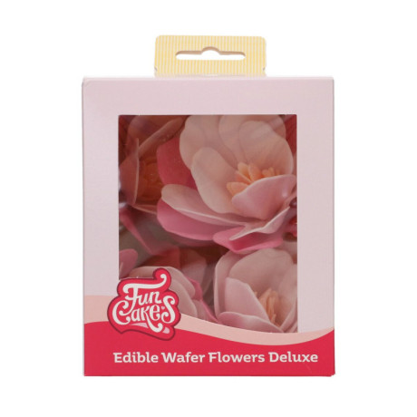 Fleurs comestibles en azyme FunCakes grande magnolia rose 6 cm 6 pièces