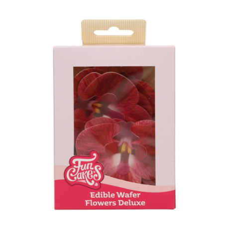 Fleurs comestibles en azyme FunCakes moyenne orchidée rouge 8,5 cm 10 pièces