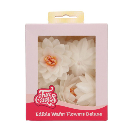 Edible Wafer Flowers FunCakes medium white lotus flower 7 cm 10 pieces