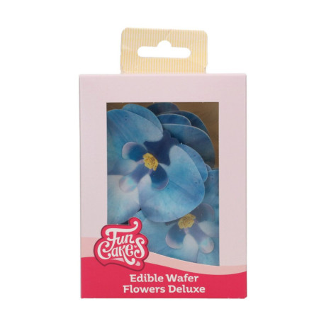 Fleurs comestibles en azyme FunCakes moyenne orchidée bleue 8,5 cm 10 pièces