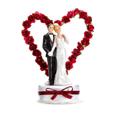 Cake Topper Figurine PartyDeco newlyweds white/dark red 16 cm