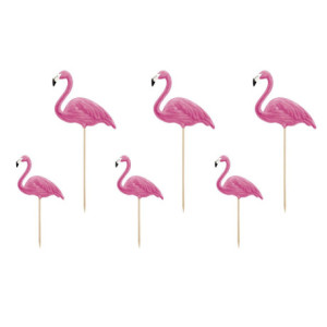 Toppers PartyDeco flamingos 6 pieces