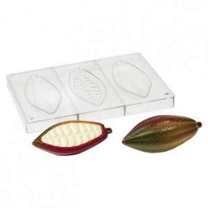 Cocoa pods chocolate mould in polycarbonate 140 x 23 x 13 mm