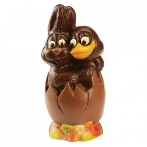 Chocolate mould polycarbonate rabbit/duck couple in egg