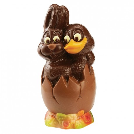 Chocolate mould polycarbonate rabbit/duck couple in egg