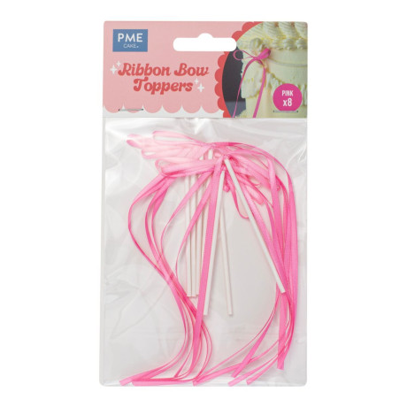 Noeuds à gâteau PME ruban rose (lot de 8)