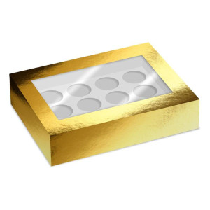 FunCakes Cupcake Box 12 -gold pk/2