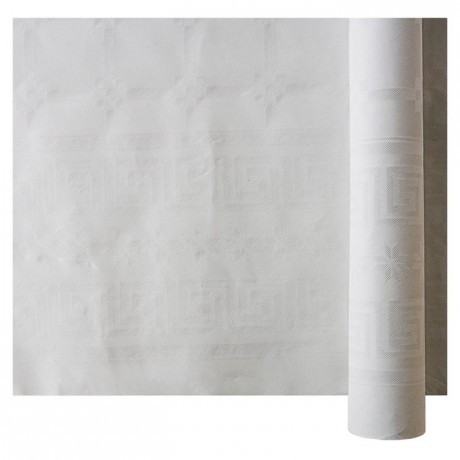 Roll of white damask table cloth 1.2 x 10 m (1 pc)