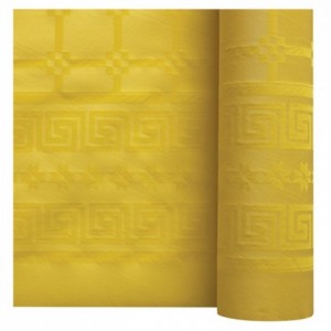 Damask coloured table cloth yellow 1.2 x 25 m